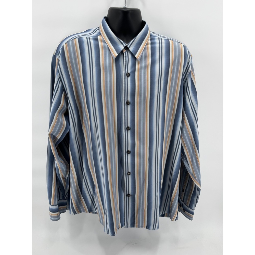 Tommy Bahama XL Silk Button Down Shirt Striped Long Sleeve Menswear - Picture 2 of 6